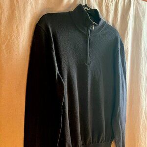 Brunella Gori Italia 100% merino wool sweater quarter zip dark blue M